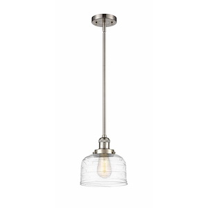 Bell - 1 Light Stem Hung Mini Pendant In Industrial Style-10 Inches Tall and 8 Inches Wide