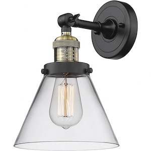 Large Cone-1 Light Wall Sconce in Industrial Style-8 Inches Wide by 10 Inches High