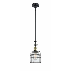 Bell Cage - 1 Light Stem Hung Tiltable Mini Pendant In Traditional Style-13 Inches Tall and 6 Inches Wide