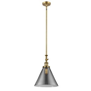 Cone - 1 Light Stem Hung Tiltable Mini Pendant In Industrial Style-18 Inches Tall and 12 Inches Wide