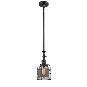 Bell Cage - 1 Light Stem Hung Tiltable Mini Pendant In Traditional Style-13 Inches Tall and 6 Inches Wide