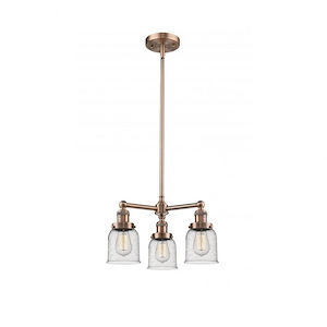 Small Bell-Three Light Adjustable Chandelier-19 Inches Wide by 11 Inches High