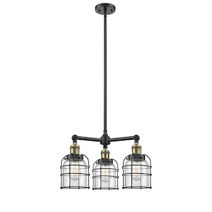 Bell Cage - 3 Light Chandelier In Industrial Style-10 Inches Tall and 19 Inches Wide