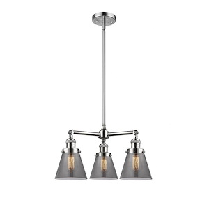 Cone - 3 Light Chandelier In Industrial Style-11 Inches Tall and 19 Inches Wide