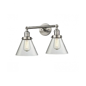 Large Cone-2 Light Bath Vanity in Industrial Style-18 Inches Wide by 11 Inches High