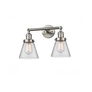 Small Cone-2 Light Bath Vanity in Industrial Style-16 Inches Wide by 10 Inches High