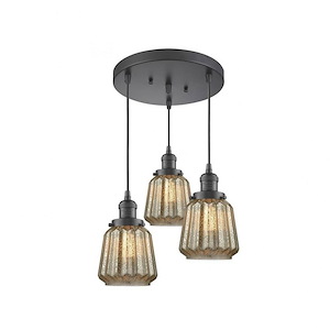 Chatham-Three Light Adjustable Cord Pan Chandelier-13 Inches Wide