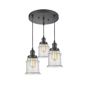 Canton-Three Light Adjustable Cord Pan Chandelier-13 Inches Wide