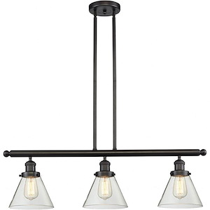 Large Cone-3 Light Island in Industrial Style-40.25 Inches Wide by 10 Inches High