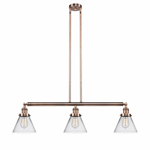 Cone - 3 Light Island In Industrial Style-10 Inches Tall and 40.25 Inches Wide