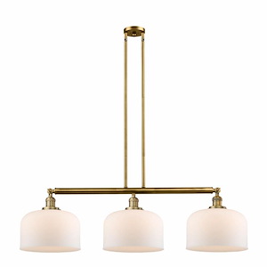 Bell - 3 Light Stem Hung Island In Industrial Style-13 Inches Tall and 42 Inches Wide