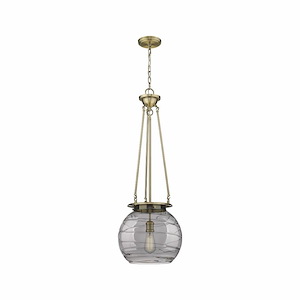 Athens Deco Swirl - 1 Light Chain Hung Pendant In Industrial Style-36.13 Inches Tall and 13.75 Inches Wide - 1329970