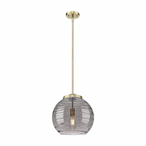 Athens Deco Swirl - 1 Light Stem Hung Pendant In Industrial Style-14.88 Inches Tall and 13.75 Inches Wide