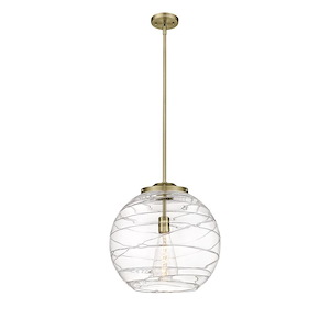 Athens Deco Swirl - 1 Light Stem Hung Pendant-15.88 Inch Tall and 15.75 Inch Wide - 1289173