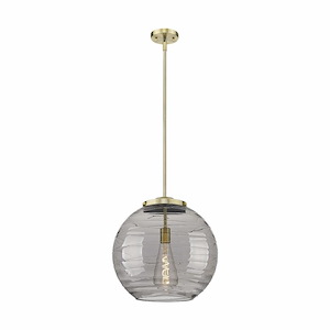 Athens Deco Swirl - 100W 1 LED Stem Hung Pendant In Industrial Style-17.13 Inches Tall and 15.75 Inches Wide