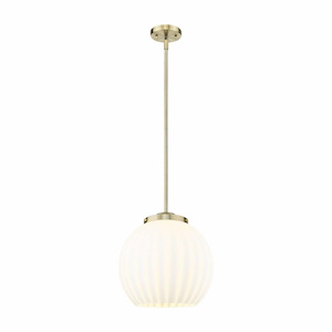 White Venetian - 1 Light Stem Hung Pendant In Modern Style-17 Inches Tall and 13.75 Inches Wide - 1329911