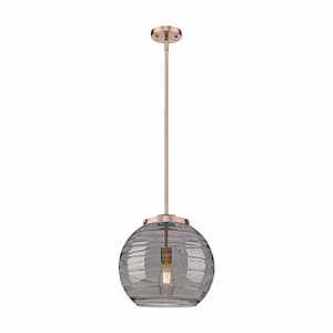 Athens Deco Swirl - 1 Light Stem Hung Pendant In Industrial Style-14.88 Inches Tall and 13.75 Inches Wide - 1329999
