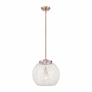 White Mouchette - 1 Light Stem Hung Pendant In Modern Style-17 Inches Tall and 13.75 Inches Wide - 1329900