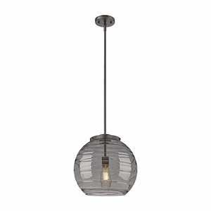 Athens Deco Swirl - 1 Light Stem Hung Pendant In Industrial Style-14.88 Inches Tall and 13.75 Inches Wide