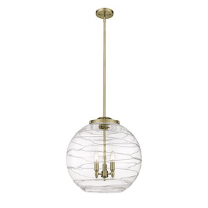 Athens Deco Swirl - 3 Light Stem Hung Pendant-18.25 Inch Tall and 17.88 Inch Wide - 1289239