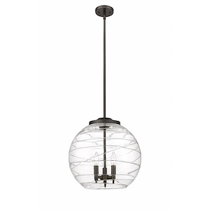 Athens Deco Swirl - 3 Light Pendant In Industrial Style-17.13 Inches Tall and 15.75 Inches Wide