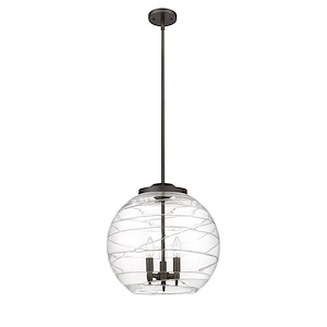 Athens Deco Swirl - 3 Light Stem Hung Pendant-15.88 Inch Tall and 15.75 Inch Wide - 1289238