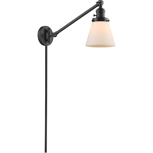 Small Bell-One Light Adjustable Swing Arm Portable Wall Sconce-8 Inches Wide by 25 Inches High
