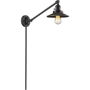Railroad-One Light Adjustable Swing Arm Portable Wall Sconce-8 Inches Wide by 25 Inches High