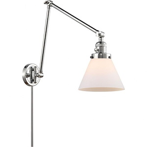 Large Cone-1 Light Swing Arm Wall Mount in Industrial Style-8 Inches Wide by 30 Inches High