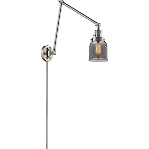 Small Bell-One Light Adjustable Double Swing Arm Portable Wall Sconce-8 Inches Wide by 30 Inches High