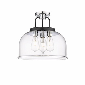 Kahana - 3 Light Semi-Flush Mount In Industrial Style-14.13 Inches Tall and 15 Inches Wide