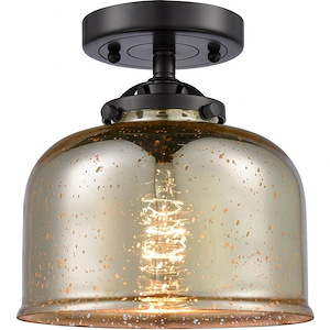 Large Bell-1 Light Semi-Flush Mount in Industrial Style-8 Inches Wide by 8.13 Inches High