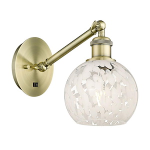 White Mouchette - 1 Light Arm Adjusts Up and Down Wall Sconce In Modern Style-8 Inches Tall and 6 Inches Wide - 1330000