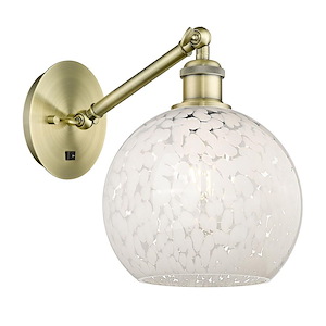 White Mouchette - 1 Light Arm Adjusts Up and Down Wall Sconce In Modern Style-10 Inches Tall and 8 Inches Wide