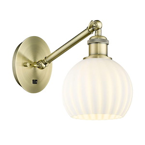 White Venetian - 1 Light Arm Adjusts Up and Down Wall Sconce In Modern Style-8 Inches Tall and 6 Inches Wide - 1329902