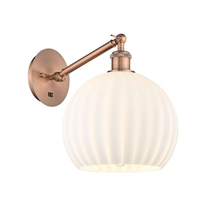 White Venetian - 1 Light Adjustable Wall Sconce-12 Inch Tall and 10 Inch Wide - 1387635