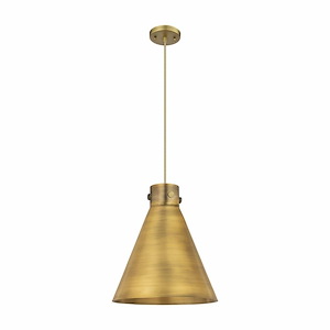 Newton Cone - 1 Light Cord Hung Pendant In Industrial Style-15.38 Inches Tall and 14 Inches Wide - 1330009