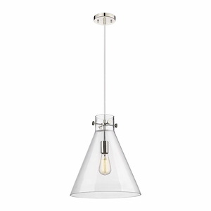 Newton Cone - 1 Light Pendant In Industrial Style-16.5 Inches Tall and 14 Inches Wide