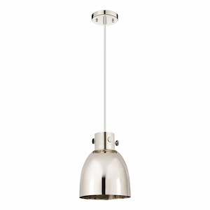 Newton Bell - 1 Light Pendant with Metal Shade In Industrial Style-9.63 Inches Tall and 8 Inches Wide - 1297663