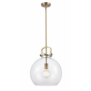 Newton Sphere - 1 Light Stem Hung Pendant In Industrial Style-19.63 Inches Tall and 14 Inches Wide - 1291953