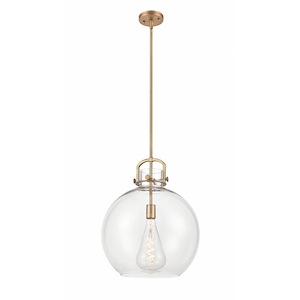 Newton Sphere - 1 Light Stem Hung Pendant In Industrial Style-21.38 Inches Tall and 16 Inches Wide - 1291866