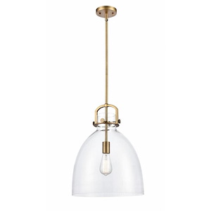 Newton Bell - 1 Light Stem Hung Pendant In Industrial Style-20.25 Inches Tall and 14 Inches Wide