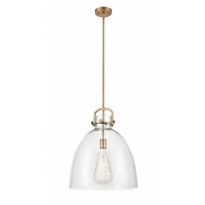 Newton Bell - 1 Light Stem Hung Pendant In Industrial Style-21.63 Inches Tall and 16 Inches Wide - 1291946