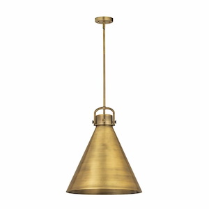 Newton Cone - 1 Light Stem Hung Pendant In Industrial Style-22 Inches Tall and 18 Inches Wide - 1329950
