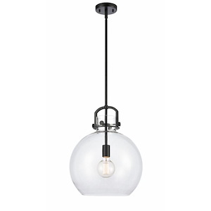 Newton Sphere - 1 Light Stem Hung Pendant In Industrial Style-19.63 Inches Tall and 14 Inches Wide