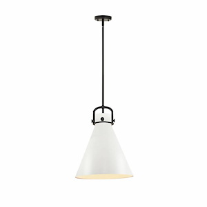 Newton Cone - 1 Light Stem Hung Pendant In Industrial Style-18.25 Inches Tall and 14 Inches Wide