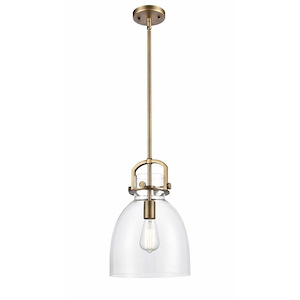 Newton Bell - 1 Light Stem Hung Pendant In Industrial Style-16.75 Inches Tall and 10 Inches Wide