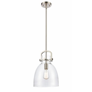 Newton Bell - 1 Light Stem Hung Pendant In Industrial Style-16.75 Inches Tall and 10 Inches Wide