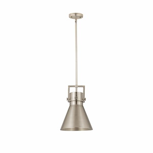 Newton Cone - 1 Light Stem Hung Pendant In Industrial Style-14.75 Inches Tall and 10 Inches Wide - 1329934