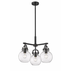 Newton Sphere - 3 Light Stem Hung Pendant In Industrial Style-15.63 Inches Tall and 20.38 Inches Wide